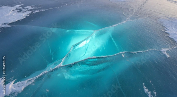 Obraz Majestic Frozen Lake Baikal Captivating Turquoise Hues And Cracks Ice