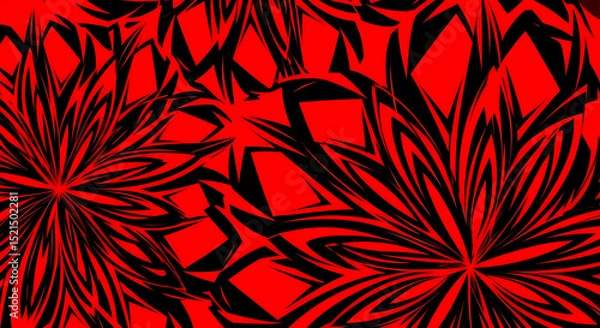 Fototapeta Geometric Floral Design With Bold Color Palette In Shades Of Red