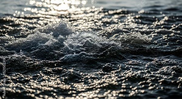 Fototapeta Sparkling Waters Splashing Waves With The Sun Shining On The Surface