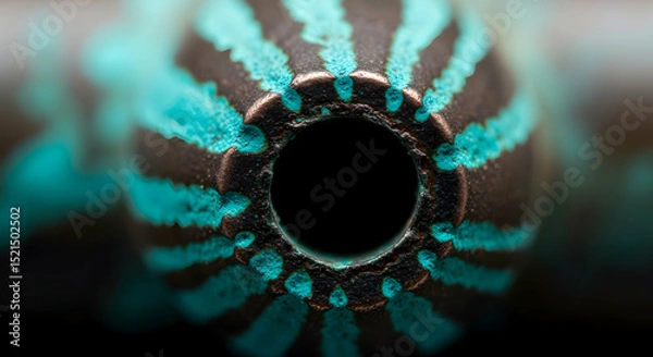 Fototapeta Intriguing Teal Patterned Object Macro Close Up Creates Deep Perspective