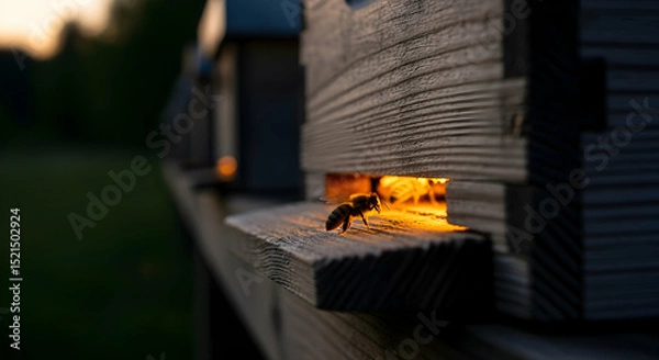 Obraz Honeybee Returning To Hive at Sunset A Portrait of Natural Harmony