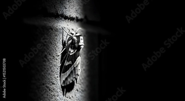 Obraz Striped Moth Resting On A Textured Surface In Dramatic Lighting