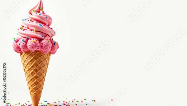 Fototapeta ice cream in waffle cups on a white background