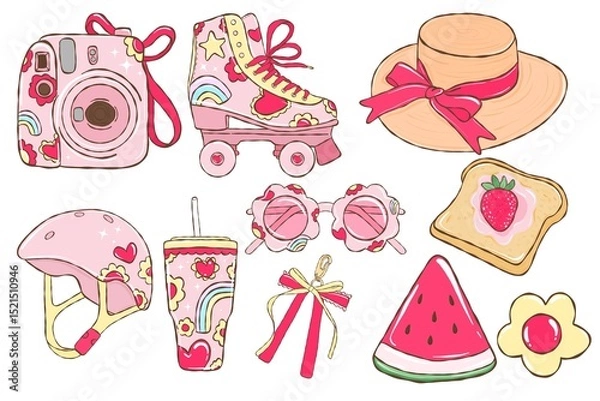 Obraz Cute Summer Roller Skate Clipart
.Pastel Rainbow Camera Set
.Adorable Strawberry Toast Elements
