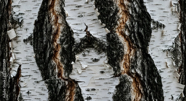 Fototapeta Abstract Patterns Of Birch Bark, A Forest Background With Natural Texture