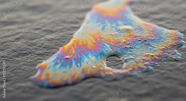 Fototapeta Iridescent Stain On Rough Stone Surface Creates Abstract Visual Effect