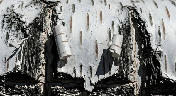 Fototapeta Intriguing Patterns Displayed By The Natural Birch Bark Texture