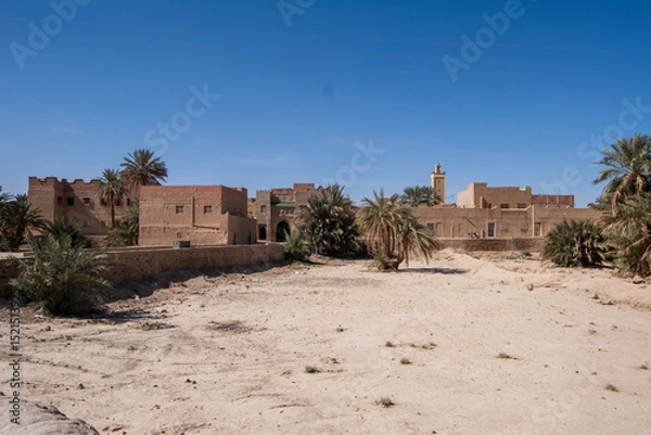 Obraz Morocco -  View of Rissani village,  traditional architecture in mud bricks,  Erg Chebbi Sahara desert, North Africa
