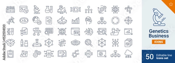 Obraz Genetics icons Pixel perfect. Laboratory, science, ,brain, ...	
