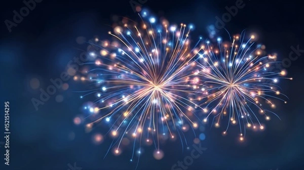 Fototapeta Glowing fireworks on dark background, perfect for celebration, event, or festive design