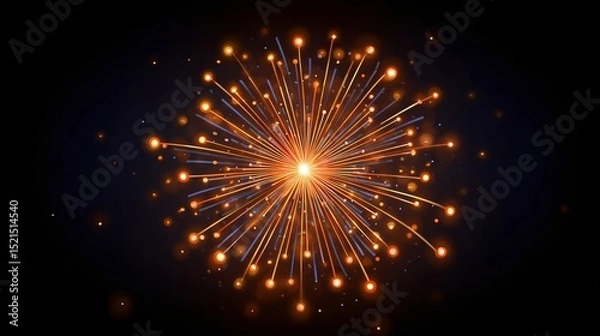 Fototapeta Glowing fireworks on dark background, perfect for celebration, event, or festive design
