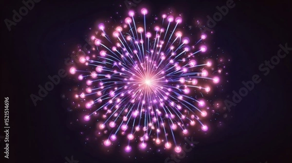 Fototapeta Glowing fireworks on dark background, perfect for celebration, event, or festive design