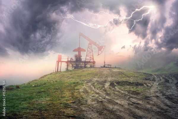 Fototapeta Oil pumps in the mountains