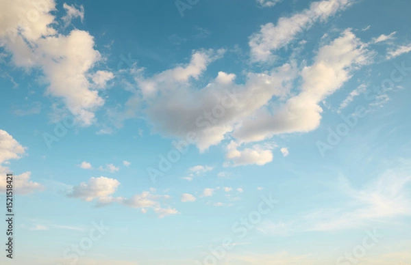 Obraz Beautiful sky with white fluffy cumulus clouds