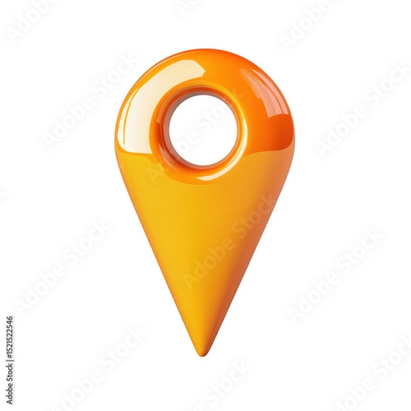 Fototapeta Glossy orange map pointer icon isolated on transparent background