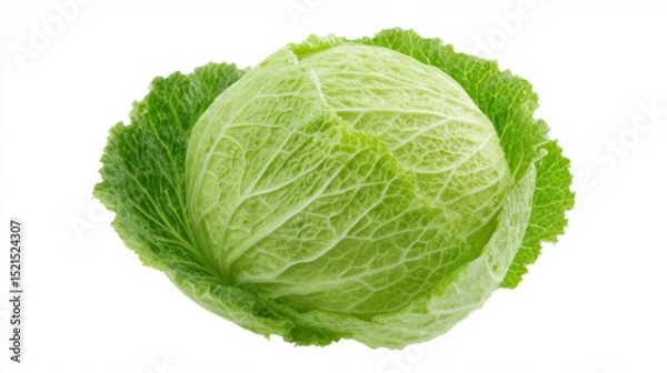 Fototapeta A single cabbage, isolated on a white background