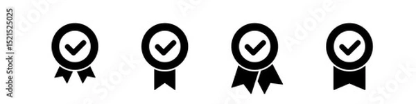 Fototapeta Badge icon. Award sign vector set. Achievement sign set. Checkmark prize reward badge. Winner best reward isolated icon set.