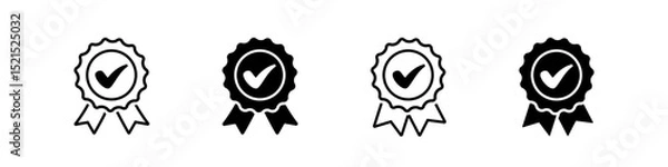 Fototapeta Badge icon. Award sign vector set. Achievement sign set. Checkmark prize reward badge. Winner best reward isolated icon set.