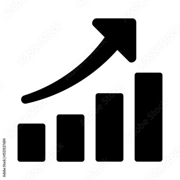 Obraz 成長を示す棒グラフと矢印のアイコンイラスト