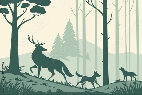 Obraz Silent Pursuit: Vector Signs of the Wild