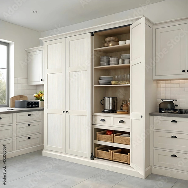 Obraz whitewashed kitchen wardrobe