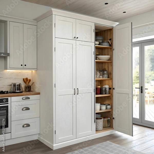 Obraz whitewashed kitchen wardrobe
