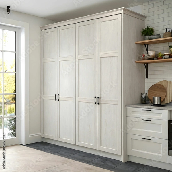 Obraz whitewashed kitchen wardrobe