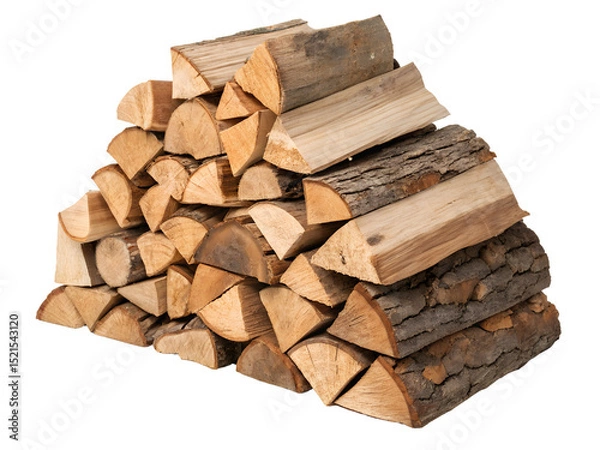 Fototapeta Stack of Firewood for Heating Fuel Isolated on transparent background, Isolated Png file, Cut-out, Isolate Png, No Background, Isolated object