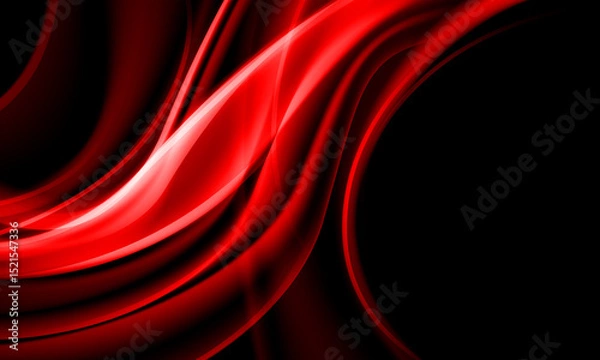 Obraz Abstract red tone wave curve glossy on black background vector