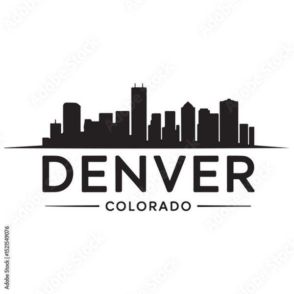 Obraz Denver skyline horizontal banner. Denver, Colorado. Vector template for your design. Vector black silhouette. with white background