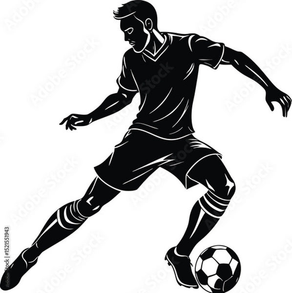 Obraz Silhouette of Soccer Player Kicking Ball – Vector Sports Illustration for Athletic Design