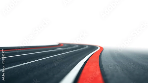 Obraz Race track curve red white lines isolated on a white background