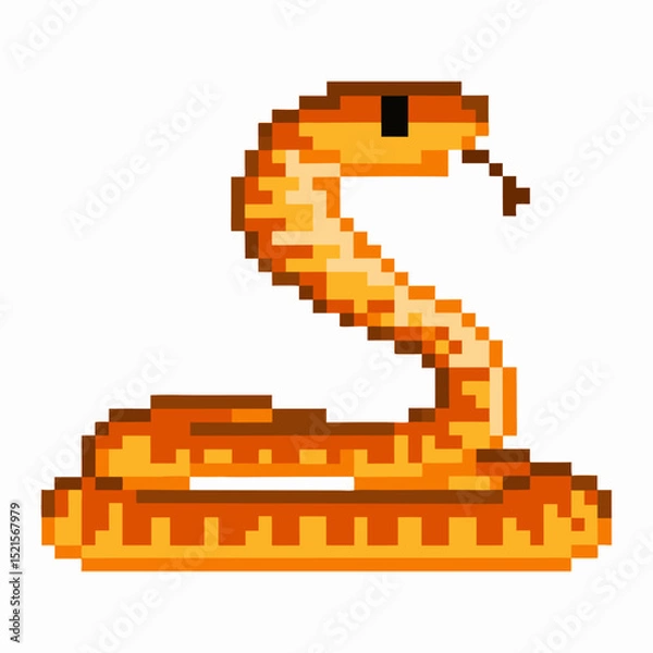 Fototapeta Pixel art cobra snake retro digital reptile design, pixelated classic game graphics