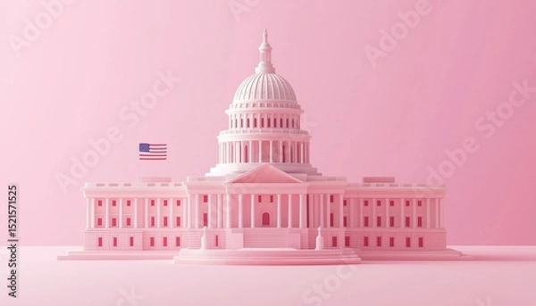 Fototapeta Iconic Landmark In Washington Dc: The National Capitol Building Adorned With The Us Flag, A Symbol Of American Pride And History.