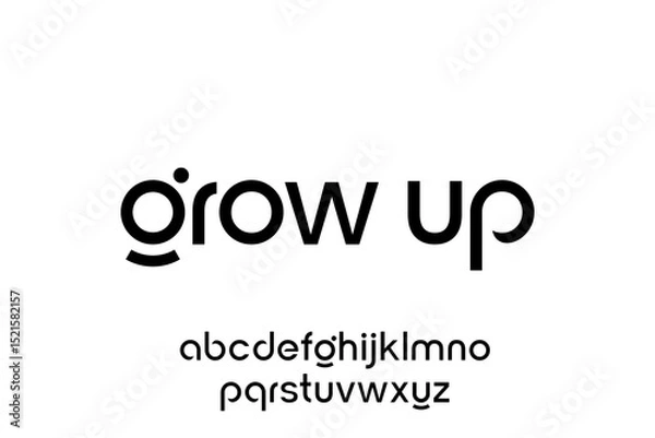 Fototapeta word of grow up. modern minimalist clean alphabet font. lowercase bold and  round typography vector illustration design