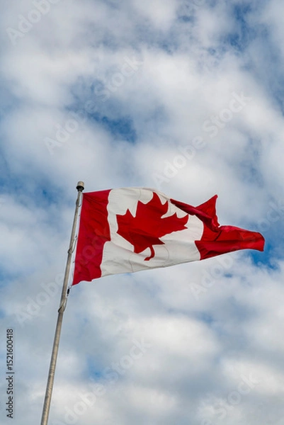 Fototapeta Canada flag with cloudy sky background
