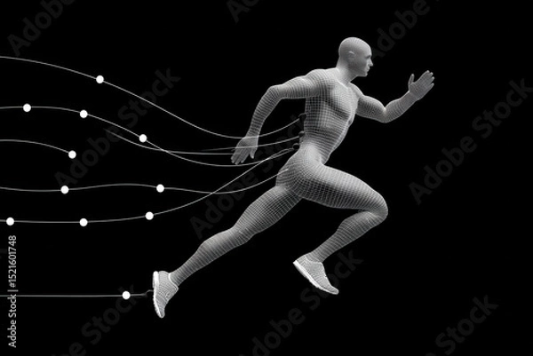 Fototapeta simplified diagram of human movement mechanics emphasizing biomechanics and neural networks