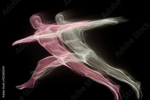 Fototapeta simplified diagram of human movement mechanics emphasizing biomechanics and neural networks