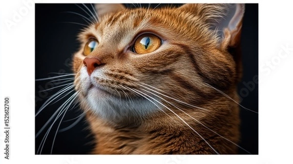 Fototapeta Close-up of a ginger cat looking upward