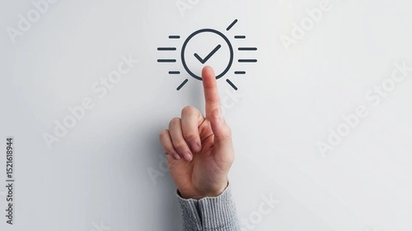 Fototapeta Hand with index finger pointing up, touching clicking. Isolated on white background. Finger pointing gesture, showing direction. Touchscreen interface digital interaction concept. Gesturing hands.