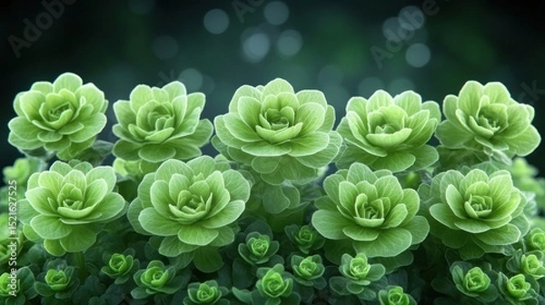Fototapeta Lush green succulents in a cluster