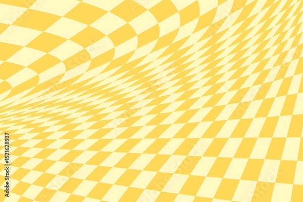 Fototapeta Vector abstract checkered background. Dynamic backdrop with optical illusion, op art.