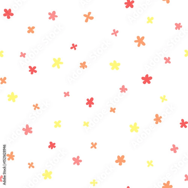Fototapeta Vector seamless pattern with hand drawn cute flowers. Beautiful design for textile, wallpaper, fabric, wrapping paper and backgrounds.