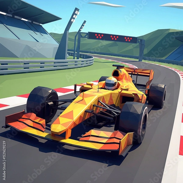 Fototapeta Low Poly Formula 1 Racing Car  Speed, Thrills, and the Open Road
