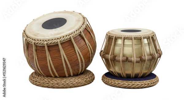 Fototapeta Isolated Tabla Percussion Instruments on White