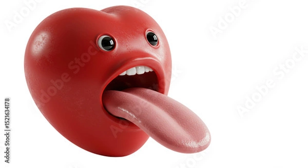 Fototapeta Isolated Cartoon Heart with Open Mouth and Tongue
