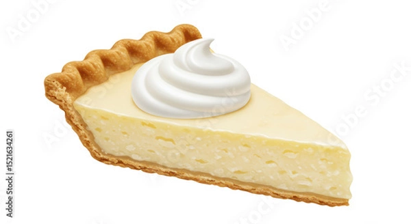 Fototapeta Isolated Slice of Key Lime Pie with Whipped Cream