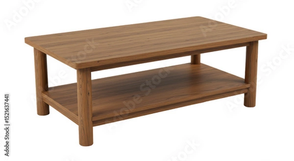Fototapeta Isolated Wooden Coffee Table with Lower Shelf Rustic Charm