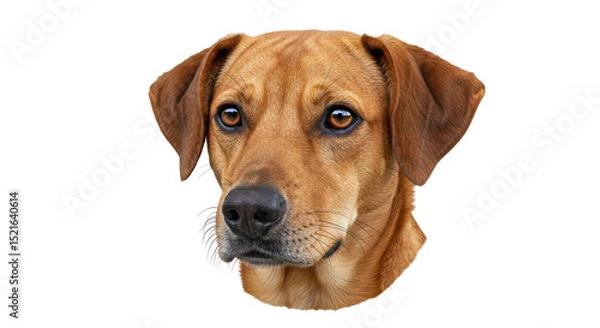 Fototapeta Isolated Portrait of a Brown Dog with Expressive Eyes