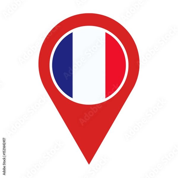 Fototapeta Map pointer. France flag icon. Flag of france map pointer. France map pin. Map pin. Map location pin.